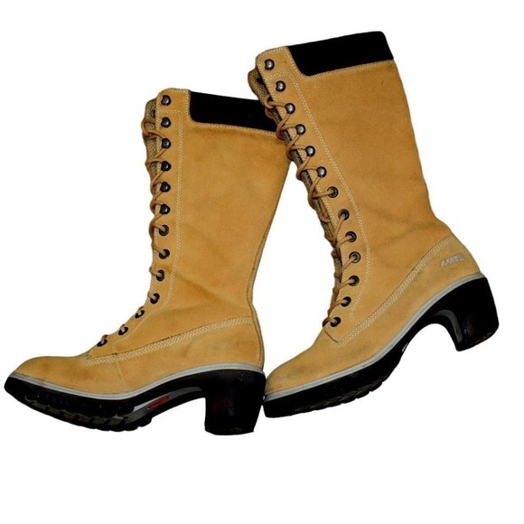 Vintage Lugz Y2K Tall Tan Leather Lace-up Boots - Picture 4 of 14